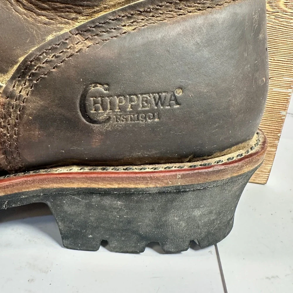 Chippewa Mens Logger Boots 11.5 Waterproof Leather EH Forestry Work Chip A Tex